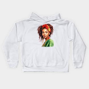 Watercolor Juneteenth Girl Kids Hoodie